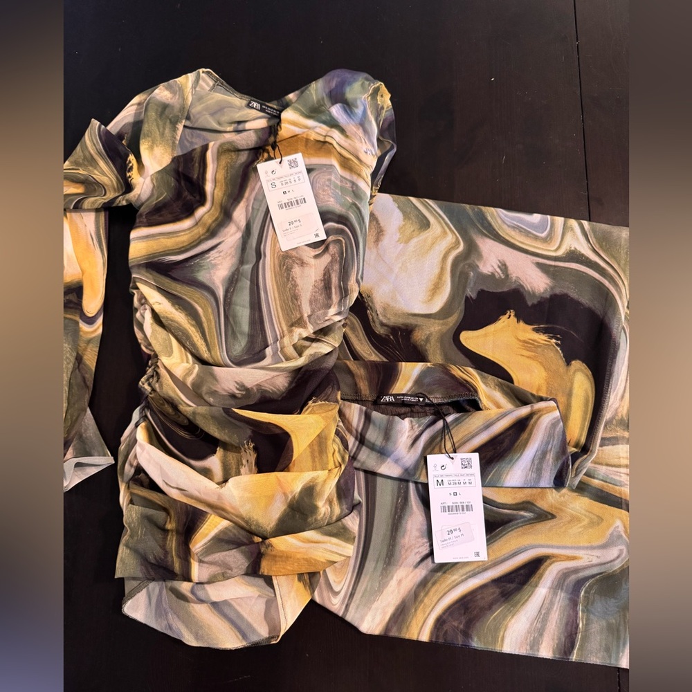 Zara Tulle Marble Print Coords